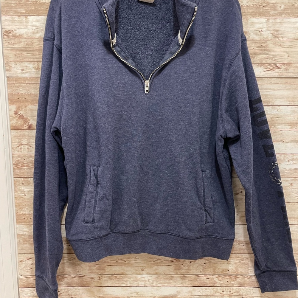 Pink Victoria's Secret Blue Zip Up Sweater Relaxed Fit Size L